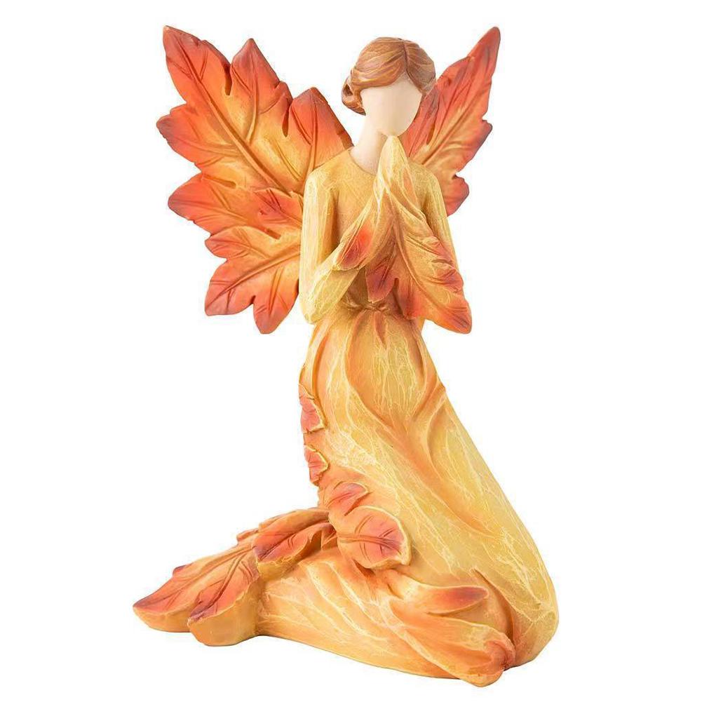 

Кленовый лист Ангел Орнамент Смола Осень Крыло Ангел Фигурка Креативная Модель Ангела с Кленовым Листом для Украшения Сада