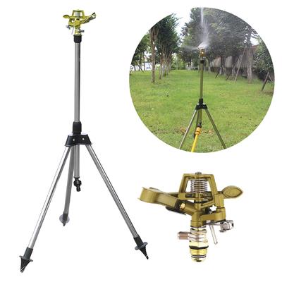 Impact Sprinkler On Retractable Tripod Base, Heavy Duty Zinc Alloy Water Sprinkler for Yard Lawn