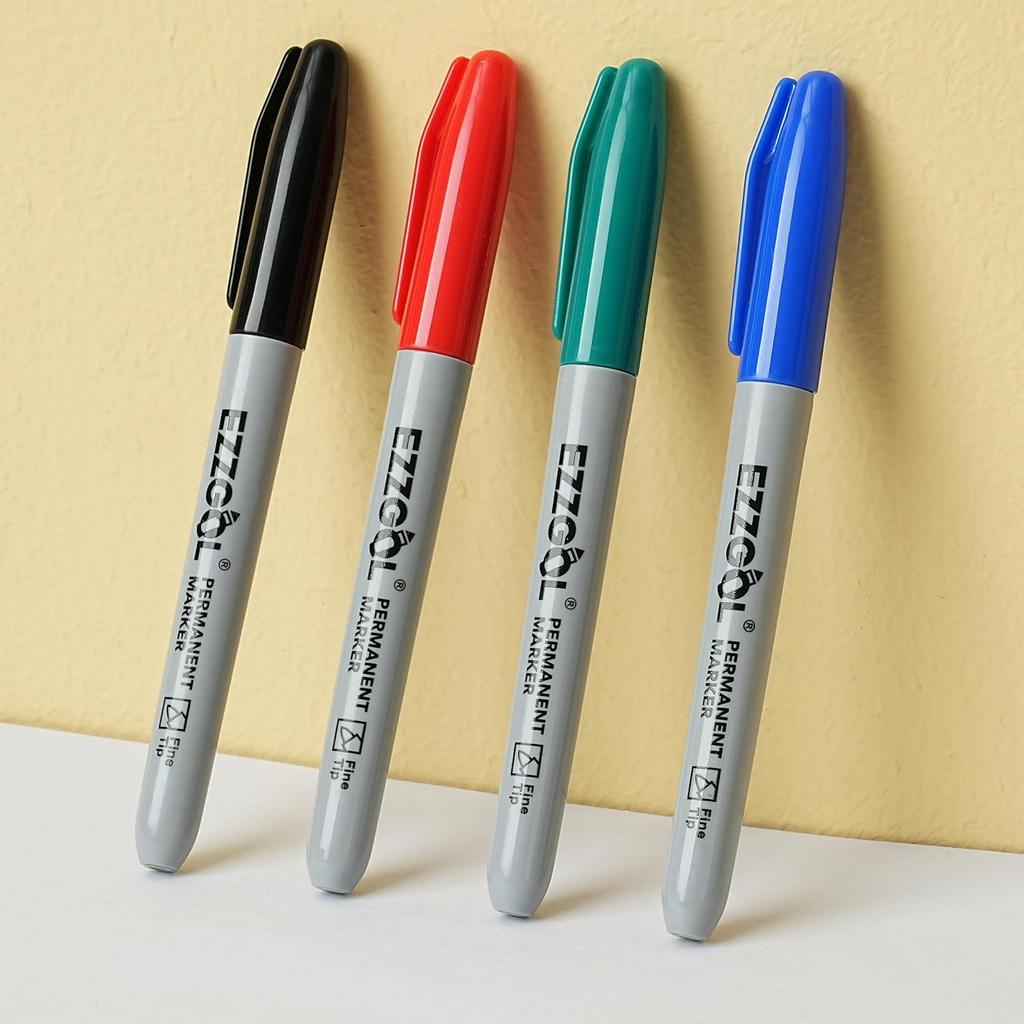 Multicolor Permanent Markers Bulk, 40 Packs Red Blue Green Black Fine Tip Permanent Markers, Waterproof Markers, Premium Smear
