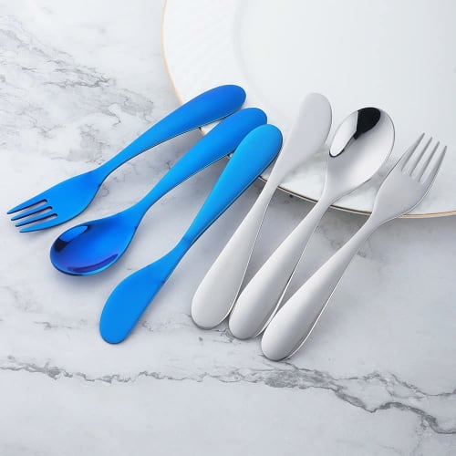 TUPMFG Children's Cutlery Set, 3-Piece Set (Knife, Fork, Spoon), for Kids and Desserts, Stainless Steel, Simple Design with Easy-to-Grip Handles, Hygi