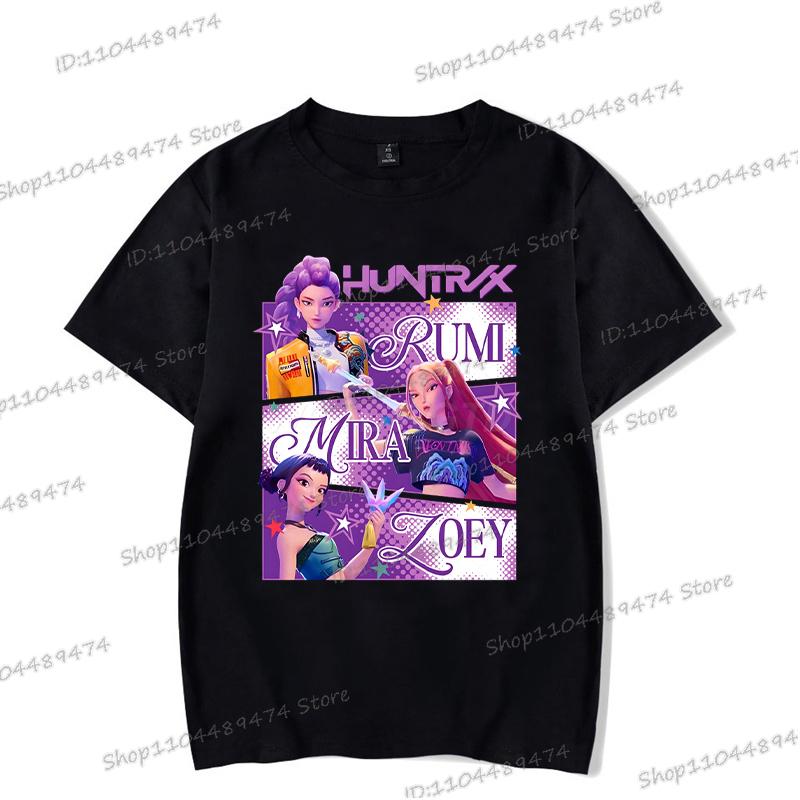 Schwarze T-Shirts KPop Dämonenjäger Streetwear Damen Herren Kurzarm Trendy Tiger und Saja Boys Koreanische Ulzzang T-Shirts Tops