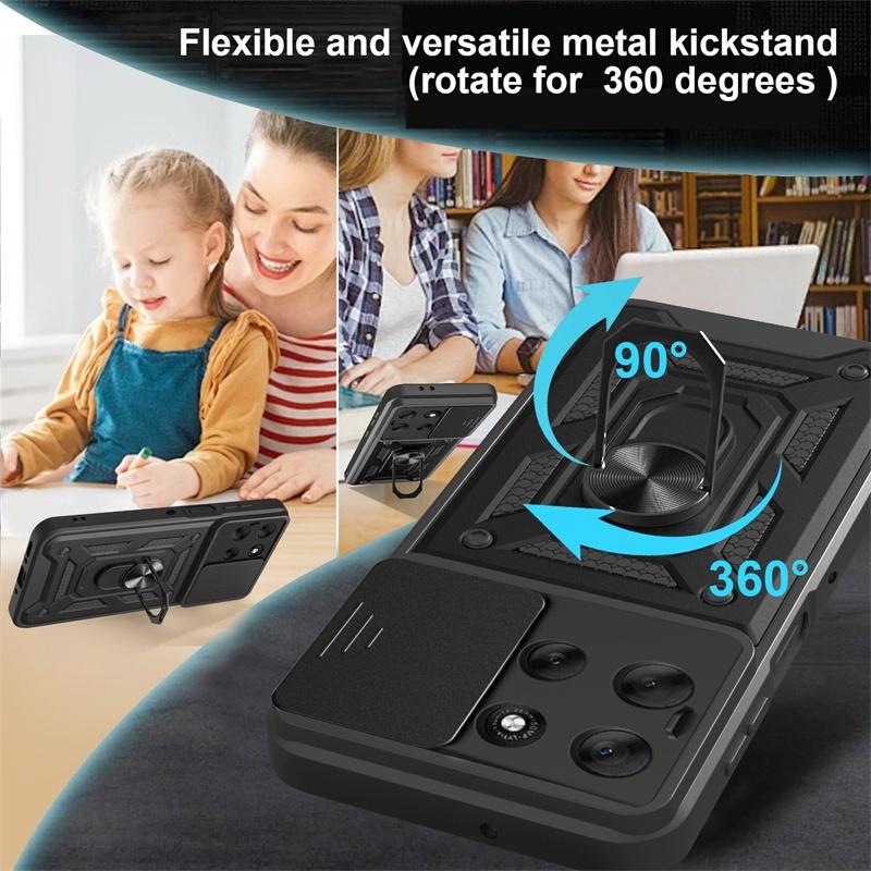 Armor Case For Motorola Moto G56 G86 5G G15 G35 G55 G75 G85 G04 G24 G54 G84 E14 E15 Lens Protect Cover Ring Stand Holder Fundas