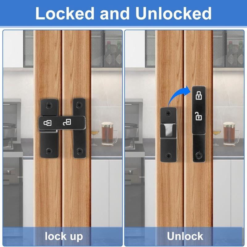 91°/181° Luminous Door Buckle Bolt Metal Hasp Latches Barn Sliding Door Swivel Slug Latch Lock for Bedroom,Garage,Shed,Cabinet