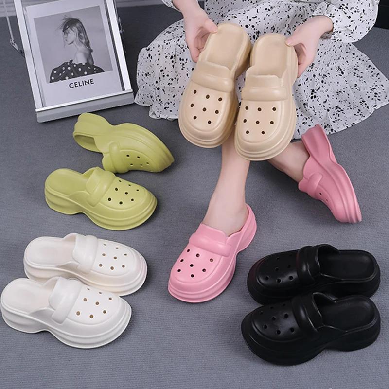 Fashion White Eva Platform Clogs Women Thick Sole Closed Toe Slippers Woman Summer Beach Sandals Non Slip Garden Slides Shoes for Ladies