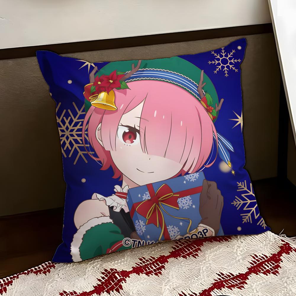 RReZero anime Cushion Cover Reversible Soft Durable Pillow Cover Home Car MultiScene Use for Daily Comfort