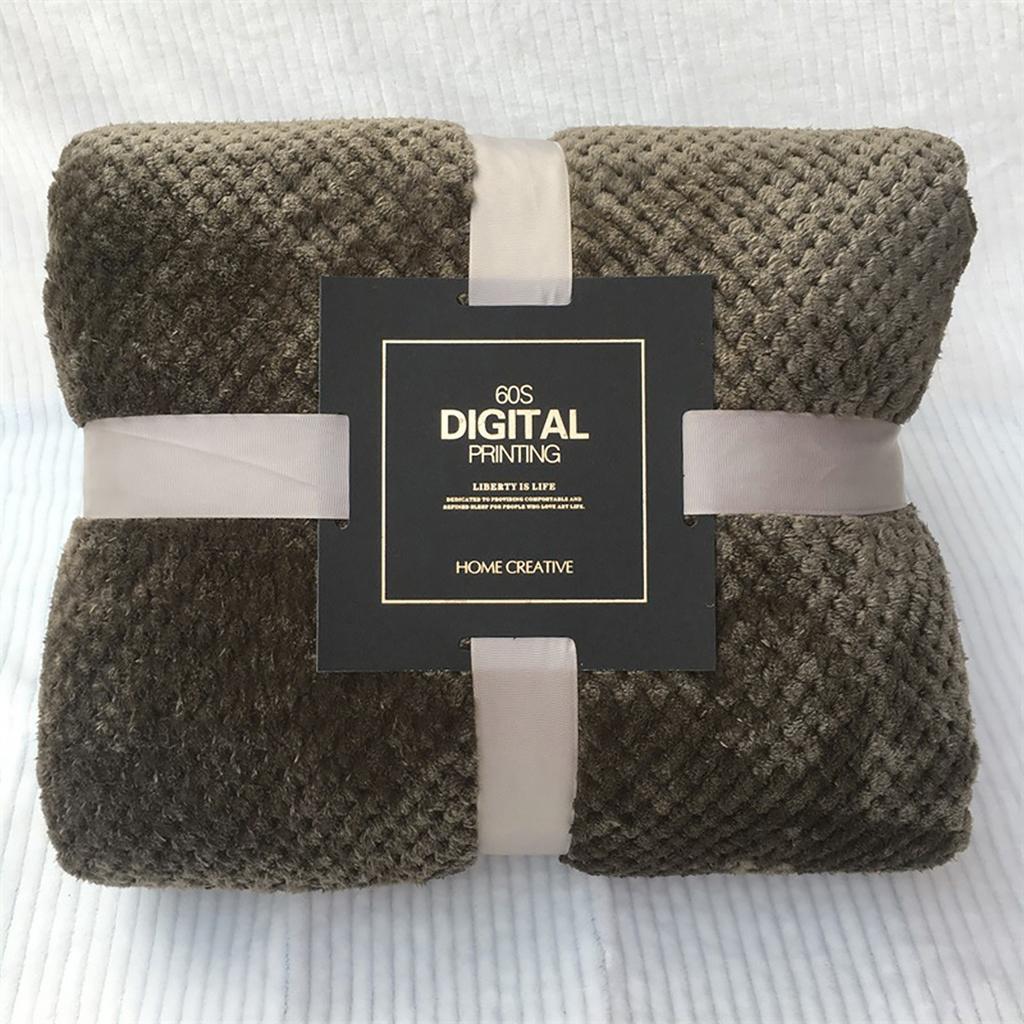 Soft Warm Plaid Fleece Bed Blanket Large Mesh Flannel Blankets Thick Breathable