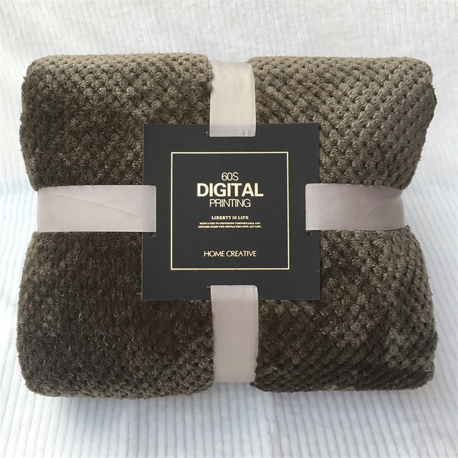 

Soft Warm Plaid Fleece Bed Blanket Large Mesh Flannel Blankets Thick Breathable кавовий