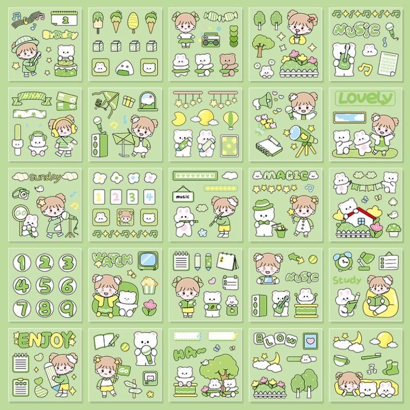 100 teile/satz Koreanischen Stil Nette Mädchen Aufkleber Set DIY Tagebuch Dekoration Material Transparent PET Wasserdichte Aufkleber