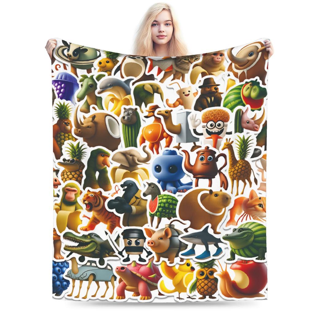 Italian Brainrot Funny Meme Plush Blanket Kids Adult  Flannel Throw Blanket For Couch Chair Sofa Bed Warm Soft Quality Bedspread