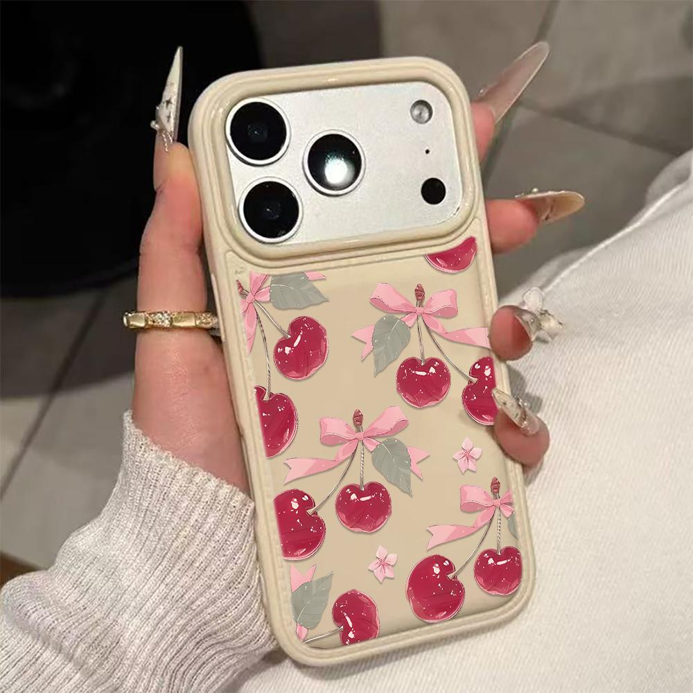 Bow Cherry Phone Case For IPhone 17 17Air 16 15 Case For IPhone 11 13 12 14 Pro Max 16 15 14 Plus Cover Case Funda 17 17Air