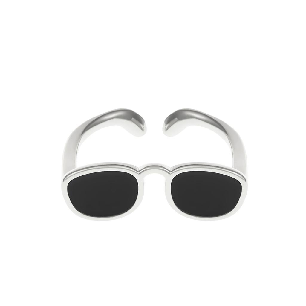 Interessanter Hip-Hop-Fingerring mit schrulligem Design, personalisierte Kreativität, Mini-Fingerbrillenring, verstellbare Öffnung, Fingerring für Paare