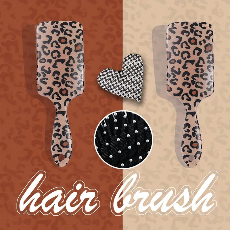 1 Pcs Home Leopard Air Cushion Combs Salon Women Scalp Massage Comb Handle Wide Teeth Hair Brush Anti-static