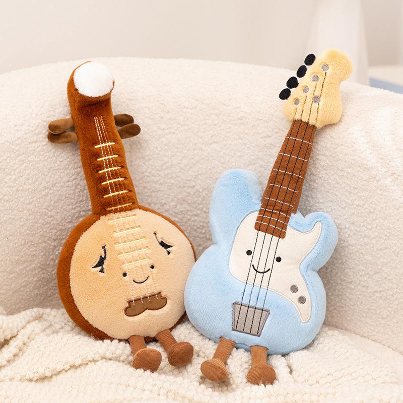 Happy Music Plush Toys: Guitar, Violin, Pipa, and Musical Notes Throw Pillows