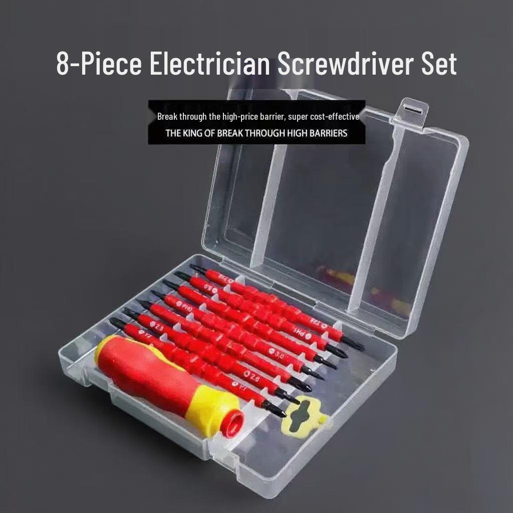 8-in-1 Insulated Screwdriver Set with Hardened Tip and Voltage Testing