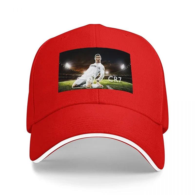 CR7 Football Legend Stadium Scene Baseball Cap Black with White Trim Premium Sports Hat for Fans and Style Enthusiasts