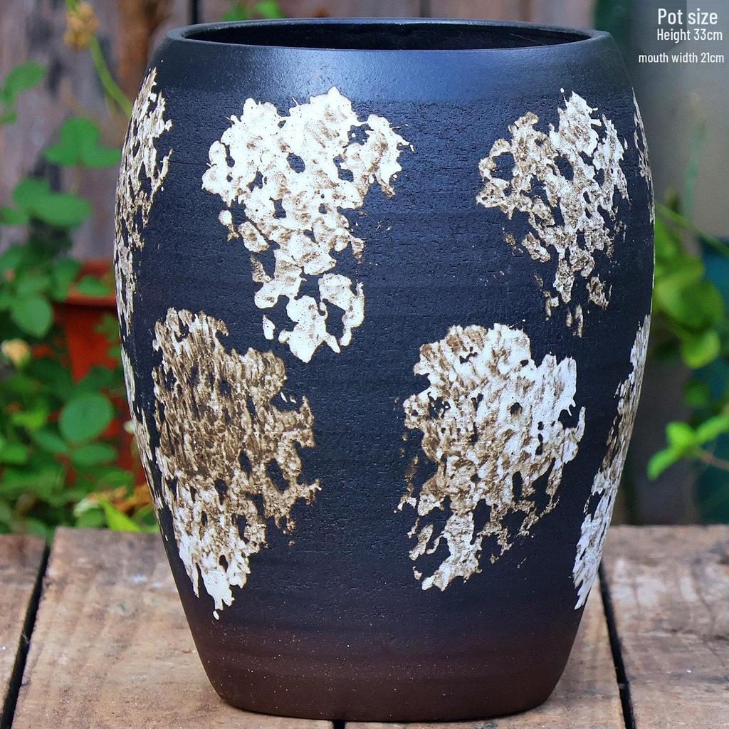 Large Vintage Ceramic Flower Pot for Indoor/Outdoor Plants - Breathable Tall Wide-Mouth Design for Bougainvillea & Succulents