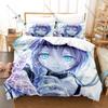 Cool Megumin Konosuba Duvet Cover + 2 Pillowcases Kazuma Aqua Darkness Collage Print Soft Quilt Cover Set New Anime Bedroom Deco