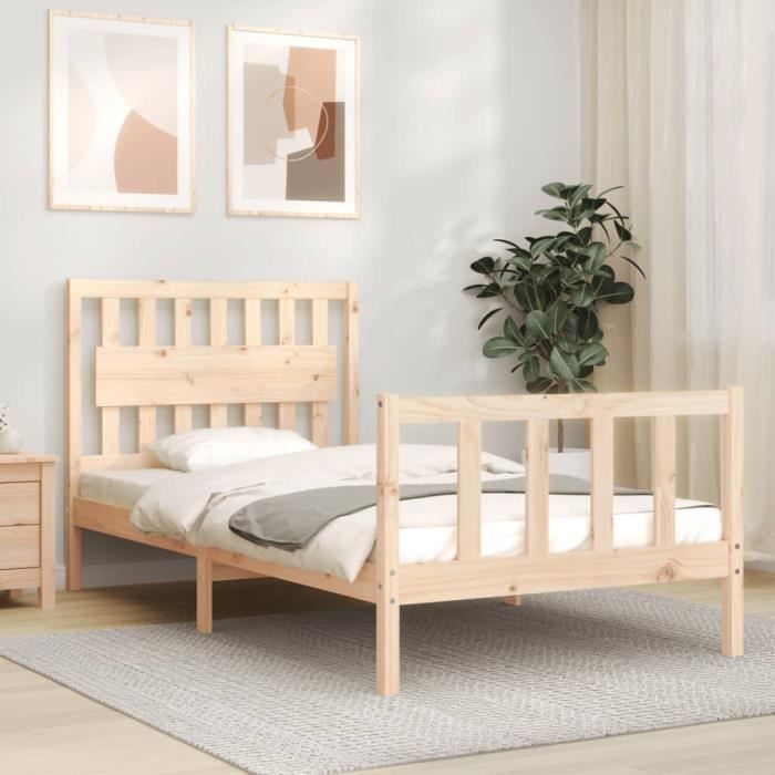 VidaXL Cadre de lit et tête de lit 100x200 cm bois massif 3192416