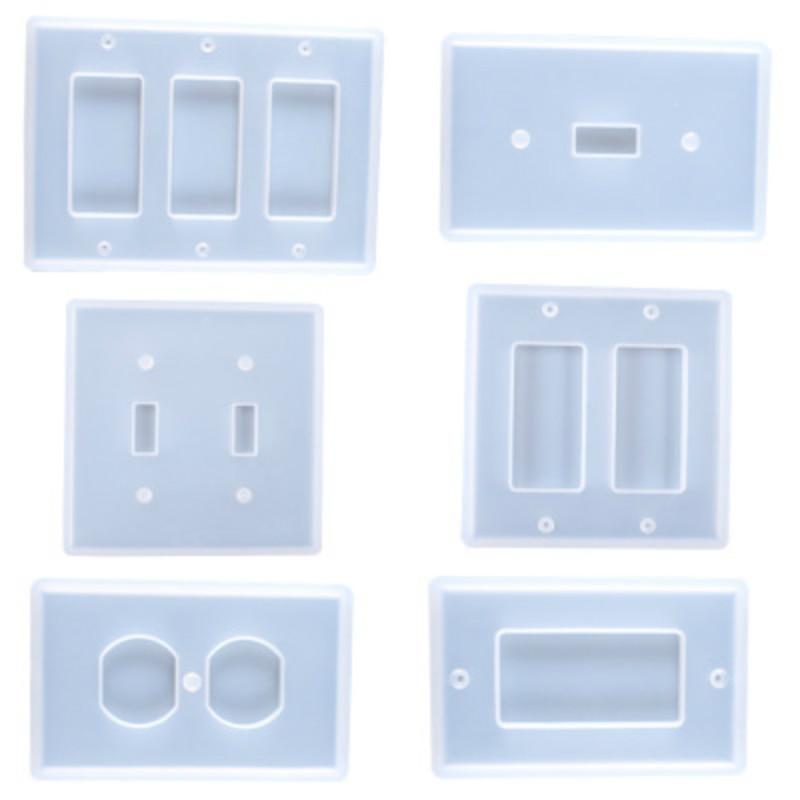 1PC Switch Board Silicone Mold Socket Panel Casting Mold Double Hole Square Single Hole Rectangle for DIY Handmade