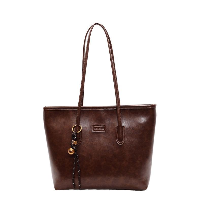 Retro Bag Women's Large-capacity New Fashionable Versatile Simple Shoulder Bag Commuter Tote Bag