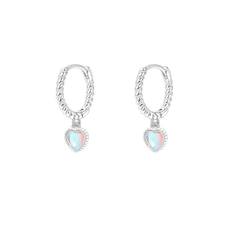 Heart Moonstone Ear Cuffs: Versatile, Fashionable, and Simple Earrings with a Cold Style Heart Pendant for Women
