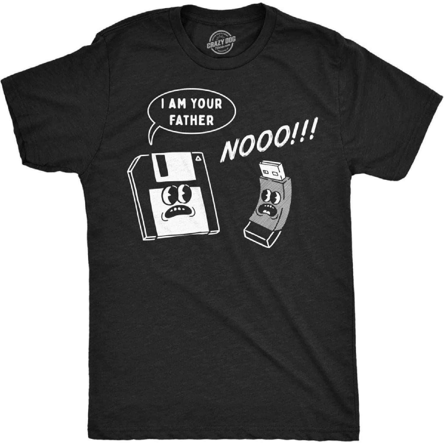 Mens Funny T Shirts I Am Your Father Floppy Disk Sarcastic Retro Technology Graphic Novelty Tee for Men S