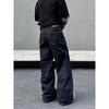 Blaexit American-Style Dark Blue Denim Jeans for Men, Vintage Straight-Leg Loose Casual Flared Original Color Wide-Leg Pants