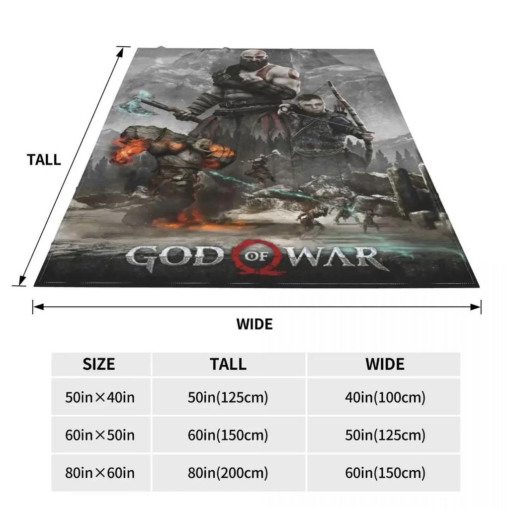 God Of War Kratos Classic Game Blanket Wool Throw Blanket Airplane Travel Portable Soft Warm Bedsprea