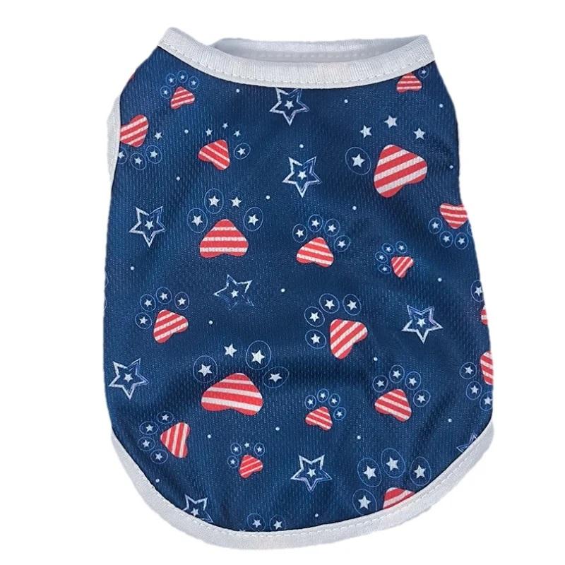 Summer Breathable Dog Cat Vest Clothes Independence Day July 4th Pet T-shirt For Small Medium Dogs Cats Chihuahua Pug Thin Coat