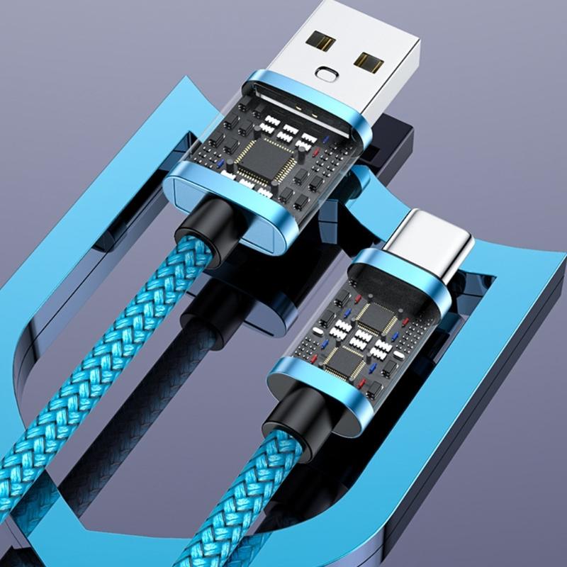 Braided Phone Chargers Cables USB C Fast Charge 3A Power Delivery 100W 480Mbps Data Transfer for Multiple Devices