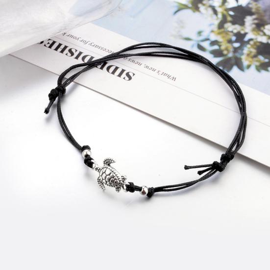 3Pcs Bohemia Women Weaved Rope Sea Turtle Stone Anklet Bracelet Foot Jewelry