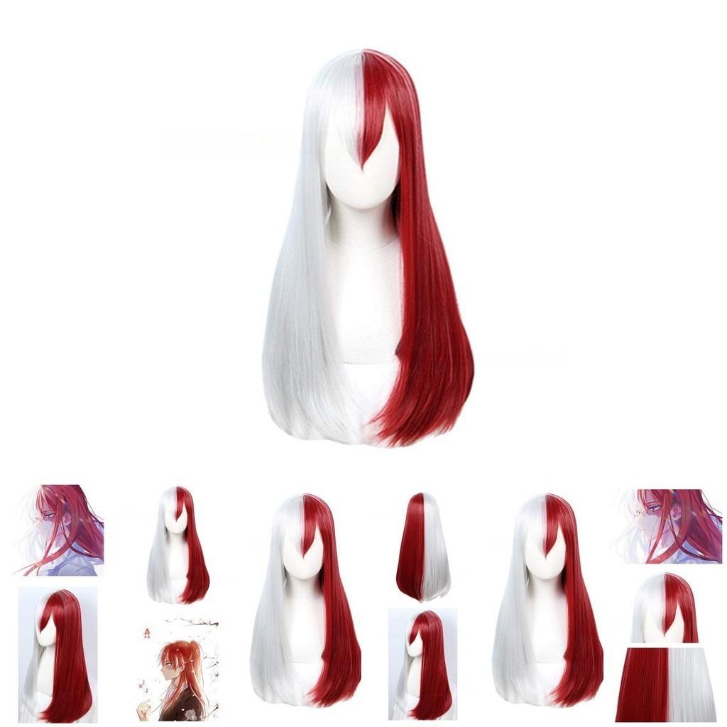 My Hero Academia Cosplay-Perücke für Todoroki- und Bakugo-Fans, 65 cm lang, rot-weiß