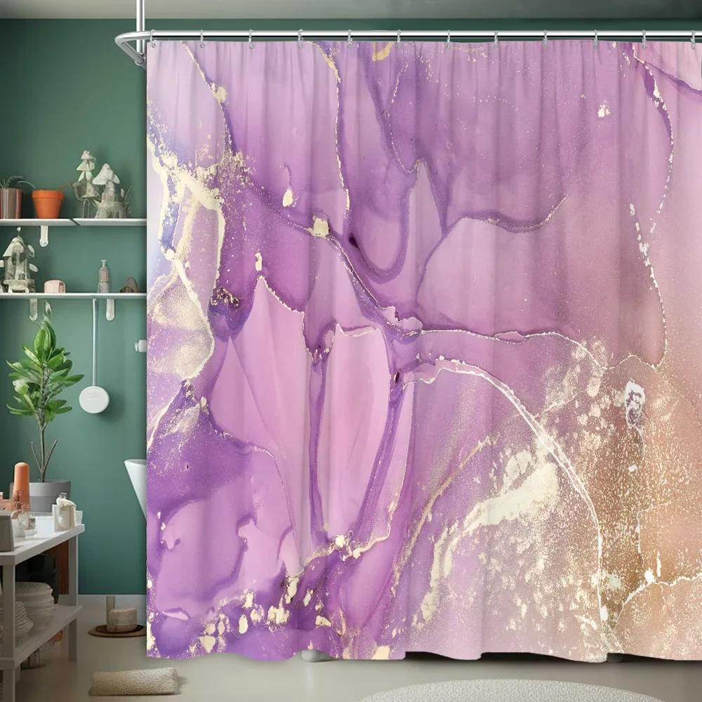 Marble Textured Shower Curtain Luxury Modern Geometric Creative Irregular Ink Art Home Polyester Fabric Bathroom Decor Curtains