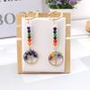 Gold Natural Crystal Colorful Stone Tree Of Life Keychain, Bag Pendant Pendant, Chakra Keychain K62