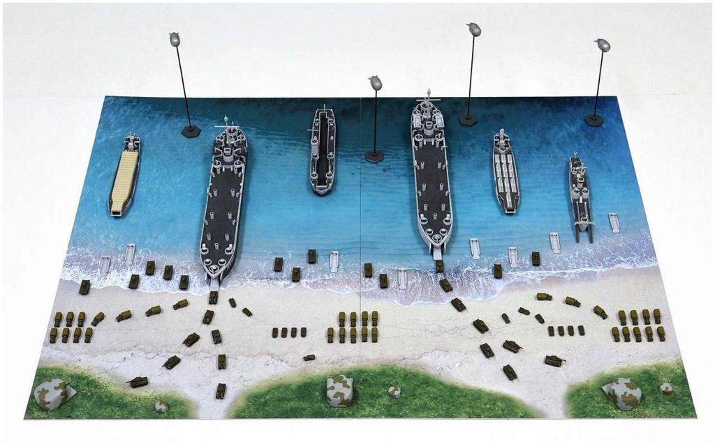 Pit Road SPS Series World War II Normandy Landings Diorama Paper Base x 2 Plastic Model Kit SPS07 1/700 (D-Day) (290 185mm, Sheets)