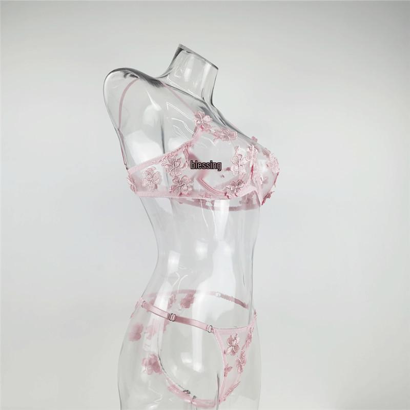 Ensemble de Lingerie Bikini Sexy en Dentelle Florale Résille 2021