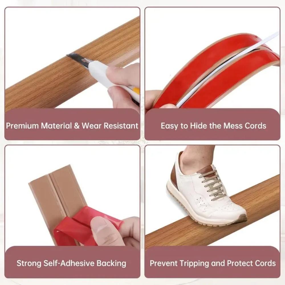 1pc 1mX3cm Wood Grain  Floor Cord Cover Pvc Self Adhesive Cord Hider for Cable Management Cable Protector Anti Stepping Cover