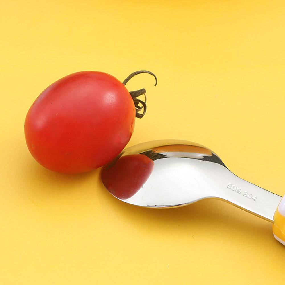 Cartoon-Geschirrset Nahrungstrainingslöffel Dessertlöffel für Kinder Fütterungslöffel Gabel Baby-Gadgets Kinderbesteck für Kinder