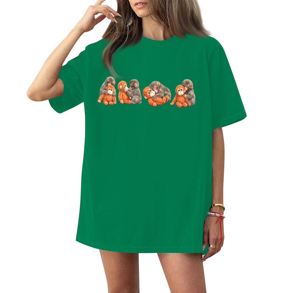 Dam T-shirt med tryck och rund hals och korta ärmar