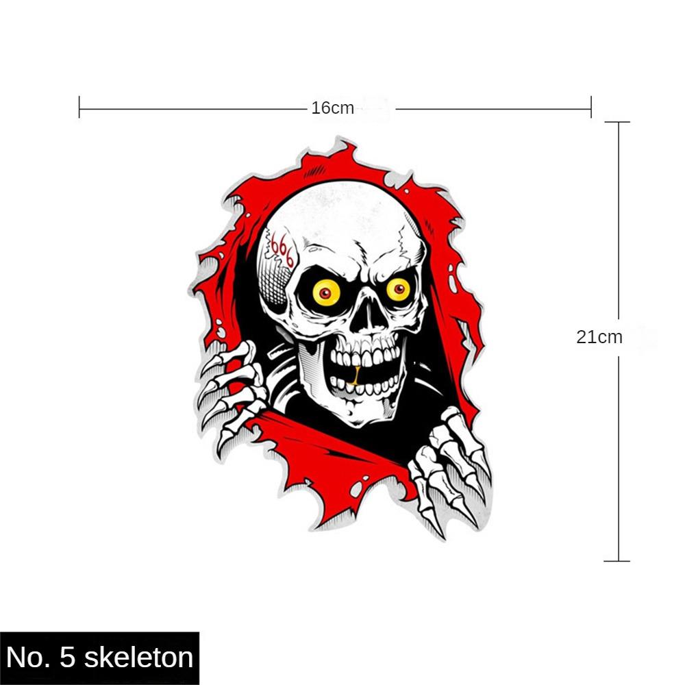 2~5PCS Car Stickers Skeleton Skull In The Hole Funny Colorful Car Auto Decals Hole Horror Skull Car Sticker