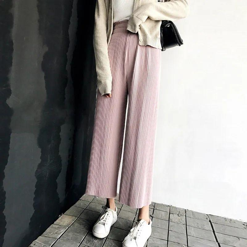 Women's High-Waist Wide-Leg Plaid Pants - Summer Ice Silk, Slimming, Casual, Floor-Length