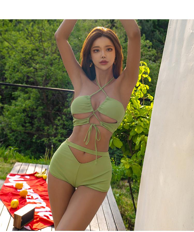 [Limited Time Offer] Korean-Style Lace-Up Push-Up High-Waist Split Bikini with Sexy Backless Design for Women