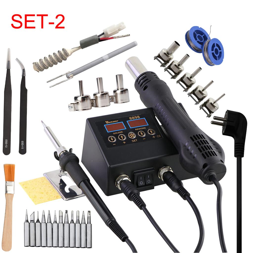 SMD Soldering Iron Hot Air 2 in 1 BGA Rework Solder Station Heat Gun Desoldering Repair For Cell-phone PCB IC Welding Tools Kit