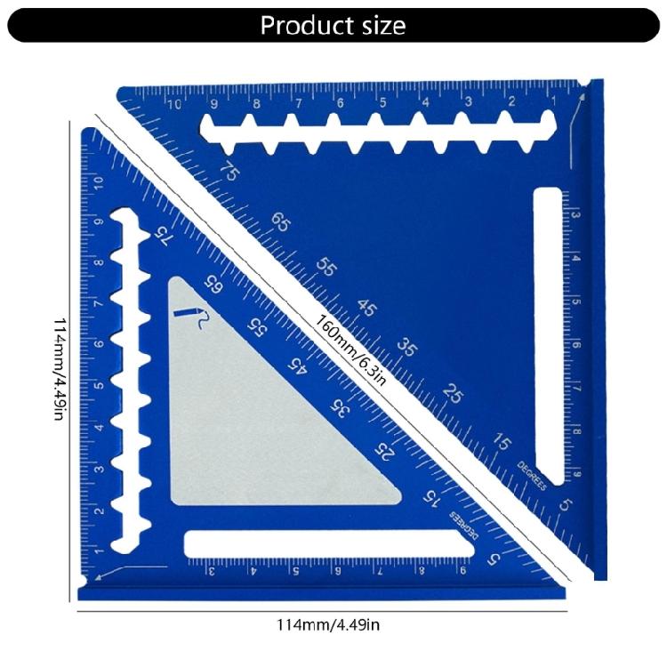 Triangle Ruler Aluminum Drafting Triangle Square Ruler 45/90 Degree Right Angled Woodworking Math Geometry Tool