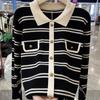Women S Loose Striped Pullover Knit Sweater For Autumn Middle Aged Mom