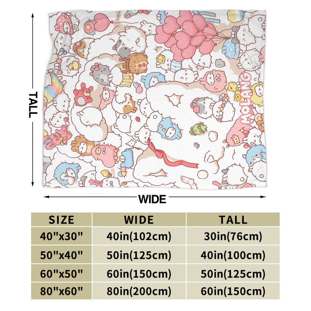 Molang Kawaill Rabbit Throw Blanket for Couch  Fuzzy Soft Plush Blanket 50x60 Inches Multiple Sizes Bedspreads for All Seasons