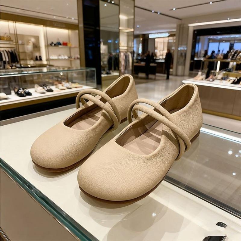

Gentle Soft-soled Women s New Retro Shallow-mouthed Single Shoes, Versatile and Lazy Bean Shoes 35 абрикосовый