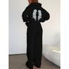 Casual Women's Suit with Interesting Printed Patterns, Fashionable Hooded Sweatshirt and Wide Leg Pants Set
