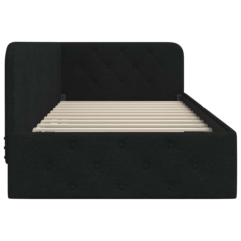 L Shaped Corner Bed Frame Black 90 X 190 Cm Fabric