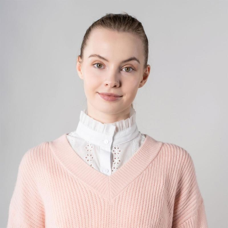 White Polyester Fashion Collar Insert Unique Patterns Lightweight Breathable Layering Piece
